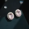 Original design lace lace oval crystal stud earrings, copper alloy micro-inlaid zircon s925 silver needle high-end earrings details Picture